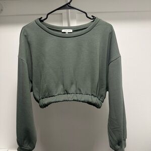 CC Boutique Relaxed Green Cropped Sweatshirt